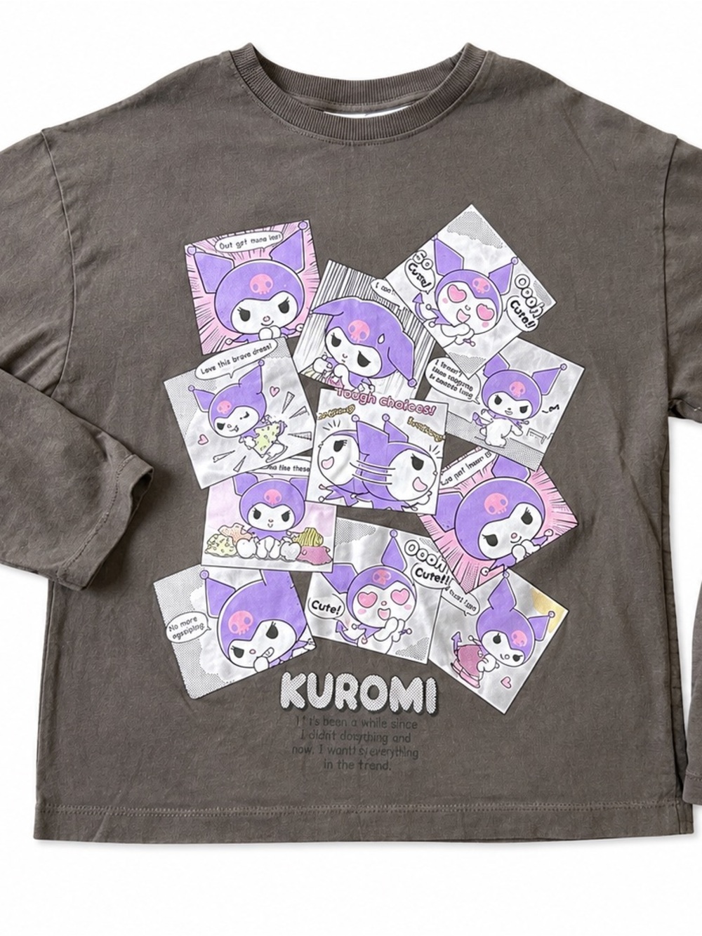 Zara Kids Kuromi Sanrio Graphic Long Sleeve Shirt 13-14Y Gray